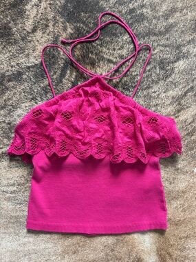 Anthroplogie Crochet Ruffle Halter Tank - size medium